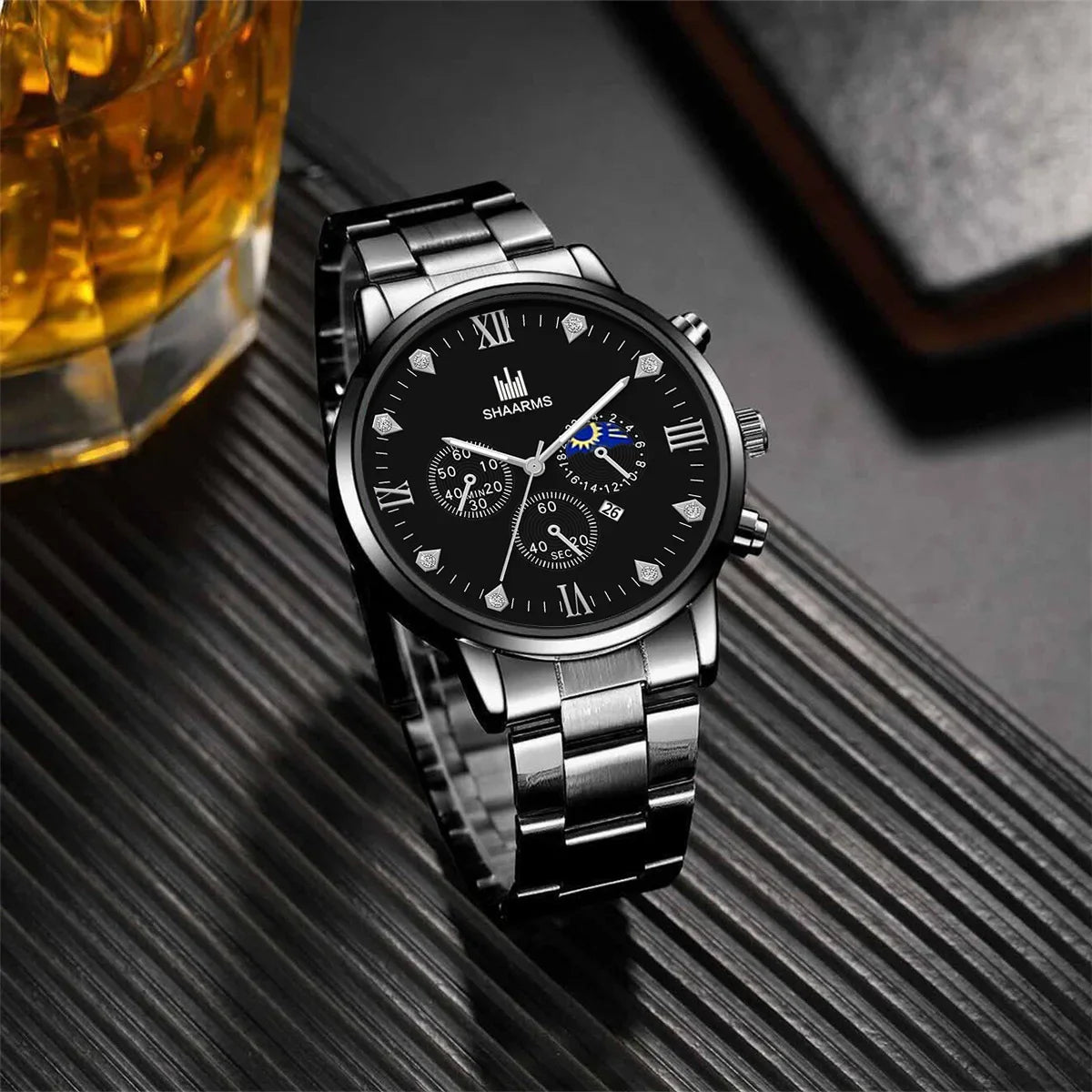 3/1pcs Fashion Business Casual Men's Steel Watch