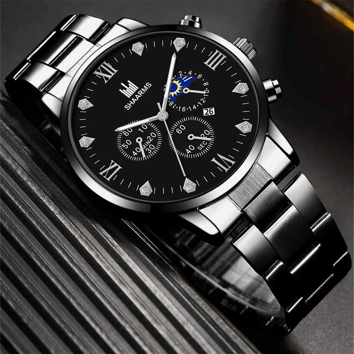 3/1pcs Fashion Business Casual Men's Steel Watch