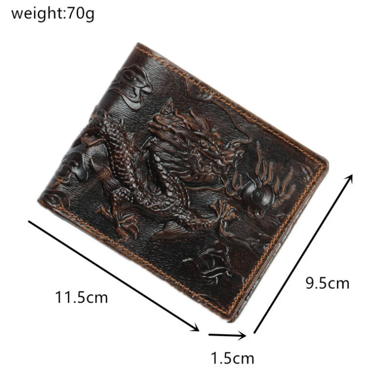 3D Dragon Embossed   Leather Men's Wallet