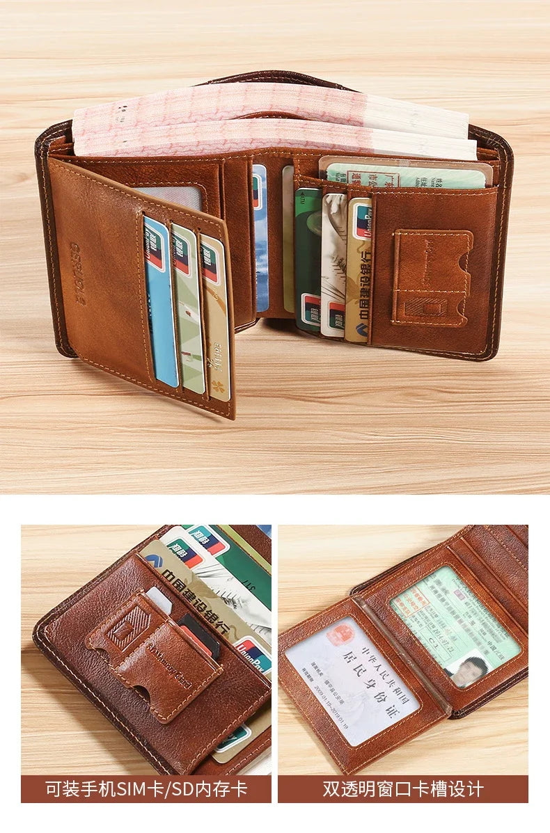 Leather Rfid Blocking Trifold Purse Vintage