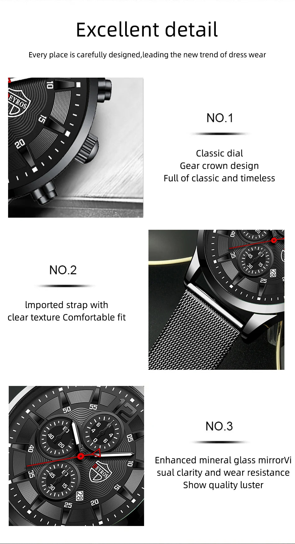 DEYROS Mens Fashion Minimalist Watches Men