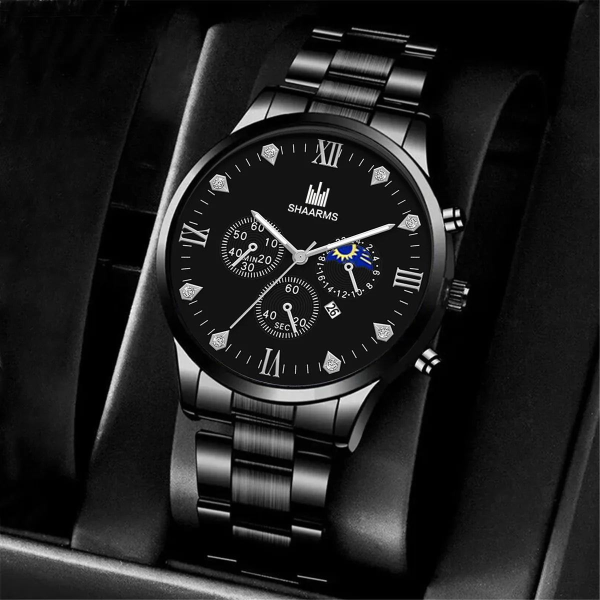 3/1pcs Fashion Business Casual Men's Steel Watch